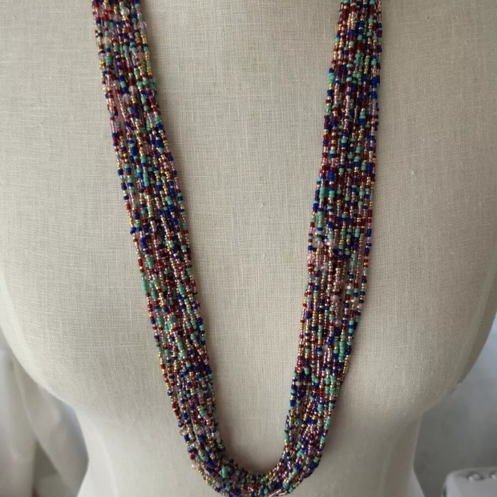 32" multi color seed bead multi strand necklace boho fashion jewelry Julio n3